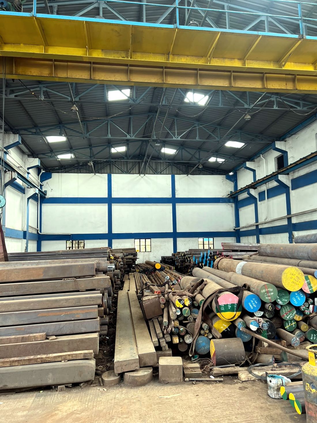 Steel bar stock in the Arihant Ispat yard